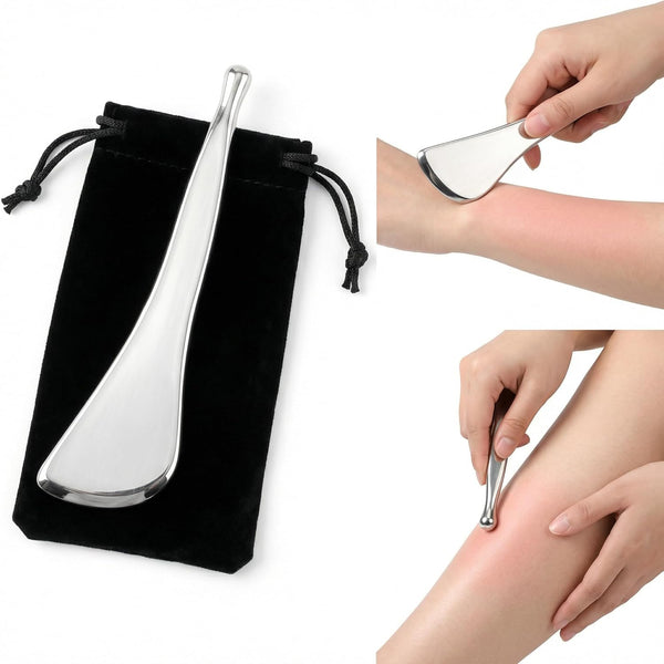 xaytsut 2-in-1 Acupressure Pen, Dual-Ended Stainless Steel Gua Sha Scraper and Large Tip