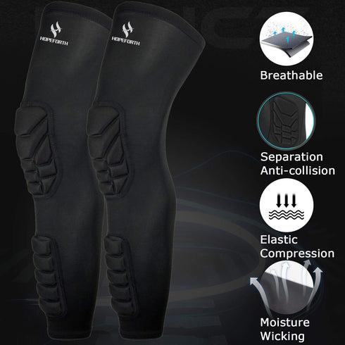 Knee Calf Padded Compression Leg Sleeve 2 Pack for Sports Protective Gear, Shin Brace Support for Youth Kids Adult