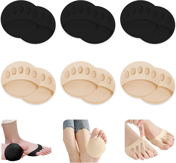 12 Packs Metatarsal Pads, Honeycomb Fabric Forefoot Cushions for Pain Relief, Invisible Socks for Men and Women