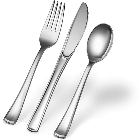 Plasticpro Disposable Heavy Duty Gold Plastic Forks, Pack of 40, Fancy Plastic Silverware for Events