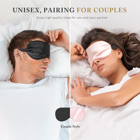 Sleep Mask Silk Eye Mask for Sleeping, Super Soft Blackout Eye Covers, Adjustable Straps, Travel Eye Mask, 3 Pack