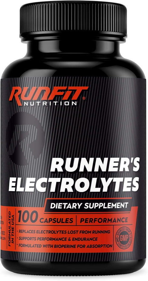 Runner's Electrolytes - Salt Electrolyte Pills for Hydration, Stops Cramps, Boosts Endurance - 100 Capsules