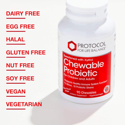 Protocol Chewable Probiotic - 90 Chewables with Lactobacillus Rhamnosus - 2 Billion CFU for Digestive Health & Immune