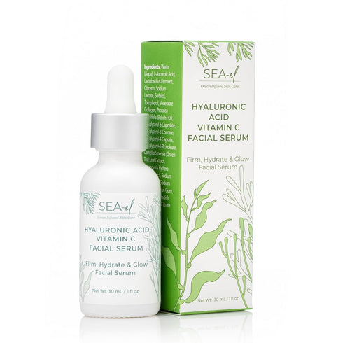 Hyaluronic Acid & Vitamin C Facial Serum Drops - 1 Fl Oz Anti-Aging Moisturizer for Women & Men, Vegan