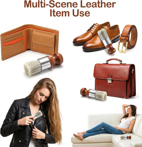 Thrymme 5.3 Inch Furniture Salve Brush, Leather Salve Brush for Furniture with Ergonomic Handle
