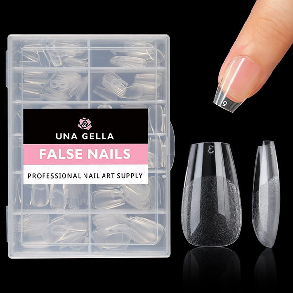 UNA GELLA Short Coffin Press on Nails - 216pcs Pre-shape Gel Tips for Full Cover Acrylic Nail