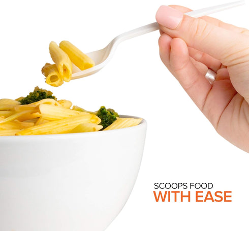 Disposable Sporks - 500 Pack White Plastic Sporks, BPA Free 2 in 1 Utensils for School Lunch, Picnics & Parties