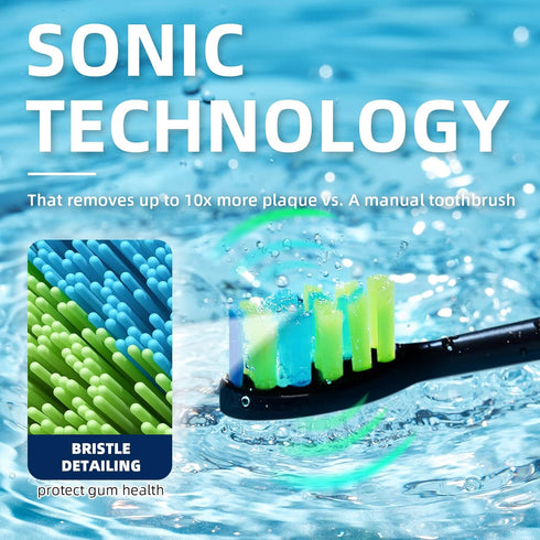 7AM2M Sonic Electric Toothbrush - Soft Toothbrushes for Adults and Kids with 6 Brush Heads, 5 Modes, Rechargeable