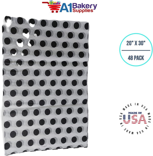 Black and White Polka Dot Tissue Paper, 20 Inch x 30 Inch, 48 Sheets Premium Paper