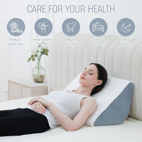 Knee Wedge Pillow, Bed Wedge Pillow for Sleeping, After Surgery Leg Pillow for Knee Pain Relief, Back Pain, Sciatica,