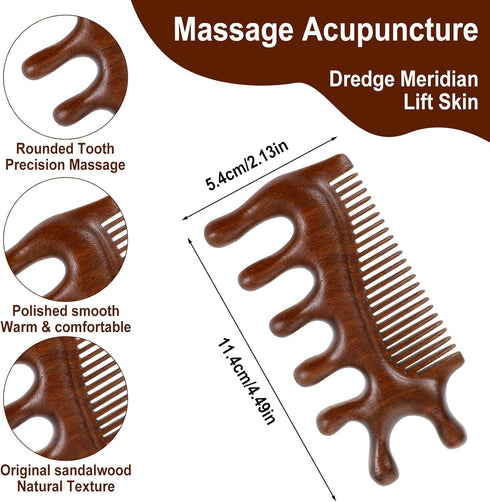 LiZEROGDAX 4 1 in Sandalwood Gua Sha Massager, Scraping Massage Comb, Meridians Tool for Hair, Face, Eye Neck Body