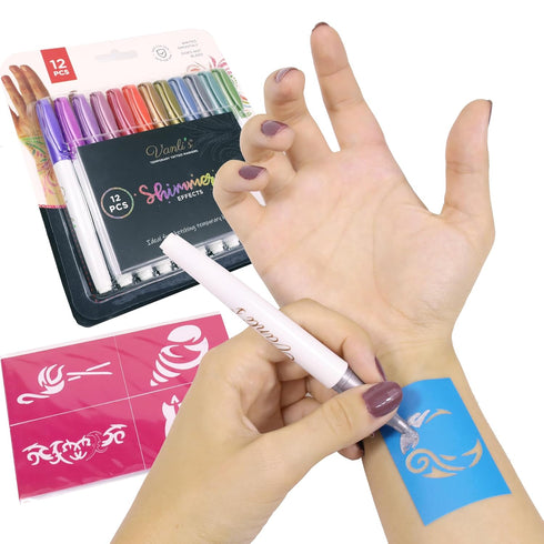 Vanli’s Temporary Tattoo Markers – Body Markers for Adults & Teens, 10 Waterproof Tattoos and 30 Stencil Papers Included