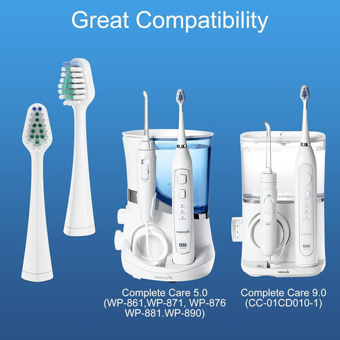Toothbrush Heads for Waterpik Triple Sonic Tooth Brush, 5 Count (Pack of 1), Complete Care 5.0/9.0, AquaSonic Duo, Black