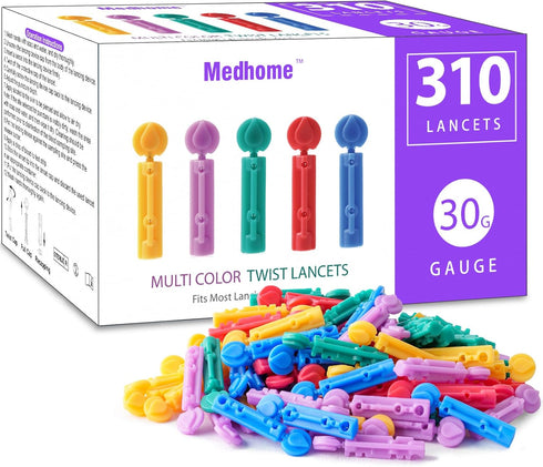 Blood Lancets, Single Use, 30 Gauge Twist Top for Diabetes Testing, Fits Most Lancing Devices, 310 Count per Box -