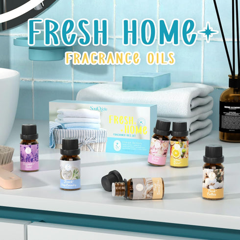 Clean Essential Oils Set, Fragrance Oil Set for Oil Diffusers with Multiple Flavors, Candle Making 6x10ml- Lavender Fields,Fresh Cotton