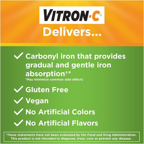 Vitron - C High Potency Iron Supplement Tablets, 60 Tablets