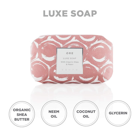 Zents Triple-Milled Luxe Bar Soap (Ore Fragrance), Moisturizing with Organic Shea Butter, 5.7 oz