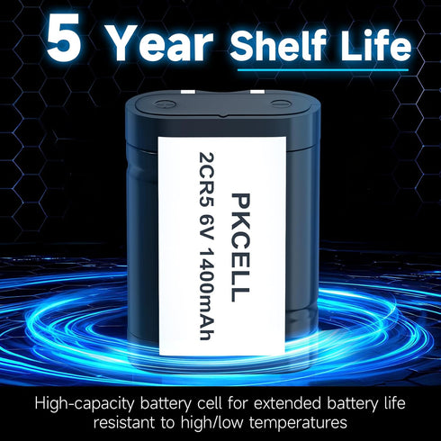 PKCELL 2CR5 4-Pack, 6V 1400mAh 2CR5M 5032LC DL245 EL2CR5 KL2CR5 RL2CR5 Lithium Battery Lithium Photo Battery