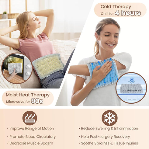 REVIX Microwave Heating Pad for Pain Relief - 8 * 14" Flaxseeds Heating Pad for Cramps, Muscle Ache, Joints