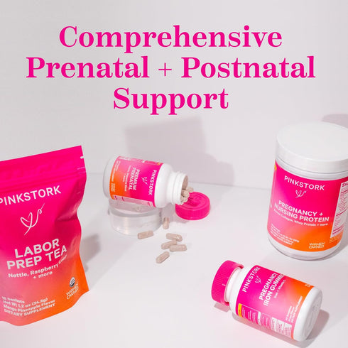 Pink Stork Pregnancy and Breastfeeding Protein Powder - 20 g Chocolate Whey and Collagen Protein - 15 Servings for