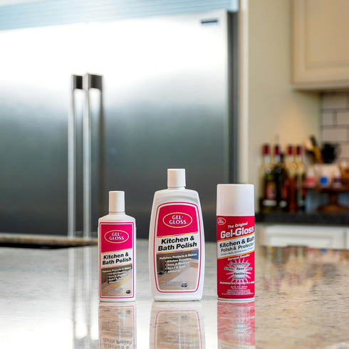 TR 12 oz. Gel-Gloss Kitchen & Bath Polish Aerosol | Carnauba Cleaner Wax Formulation | Removes Water Spots, Light