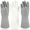 Cleanbear Cleaning Gloves - Set of 3 Reusable Latex Free Rubber Gloves, 2 Pairs Gray and 1 Pair White (12 Inches)