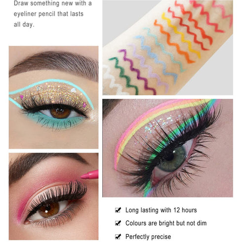 Eyeliner Pencil Waterproof Retractable Creamy Pigmented Smudge Proof Eye Liner Pen, Dark Blue