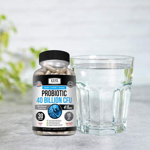 Kaya Naturals Probiotic 40 Billion CFU | Probiotics for Women, Men, and Adults, Natural Gut Health Supplement