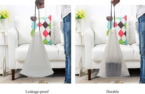 10 Gallon DrawString Strong Trash Bags - Garbage Bag (90 Bags), White
