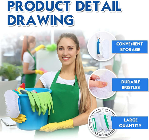 12 Pcs Scrub Brush for Cleaning, Heavy-Duty Brushes with Flexible Stiff Bristles for Shower & Kitchen