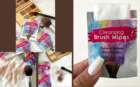 24 Individually Wrapped Makeup Brush Cleansing Cloths, Quick & Convenient Cleaner Wipe for Makeup Artists