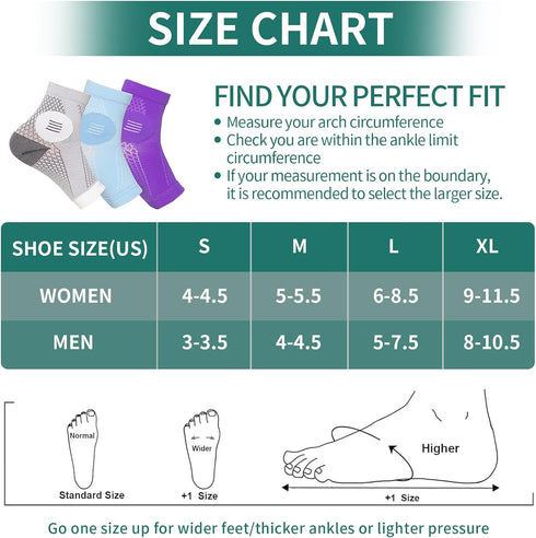 2 Pairs Neuropathy Socks for Women & Men, Ankle Brace for Peripheral Neuropathy & Plantar Fasciitis