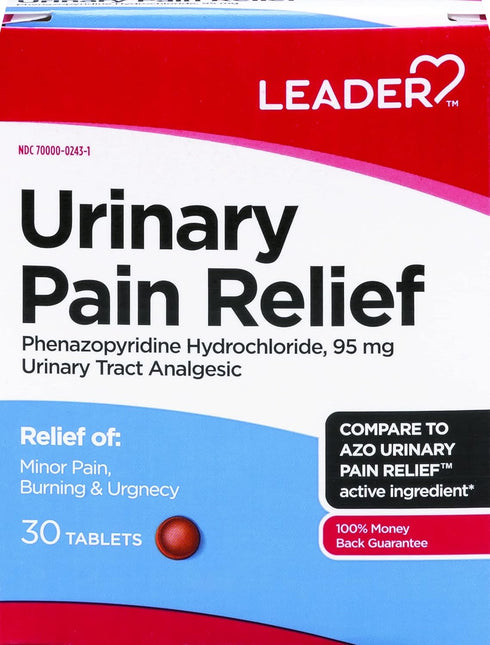 LEADER Urinary Pain Relief Maximum Strength, Fast Relief of UTI Pain, 30 Tablets, 2-Pack