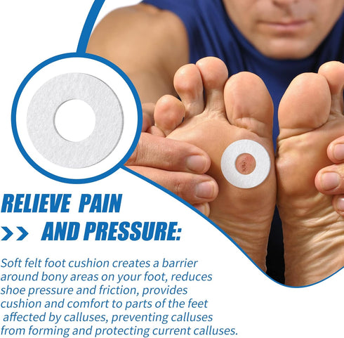 Nuanchu 150 Pcs Callus Cushions Pads for Feet, Soft Adhesive Felt Round Corn Cushions for Bottom of Foot, Pain Relief