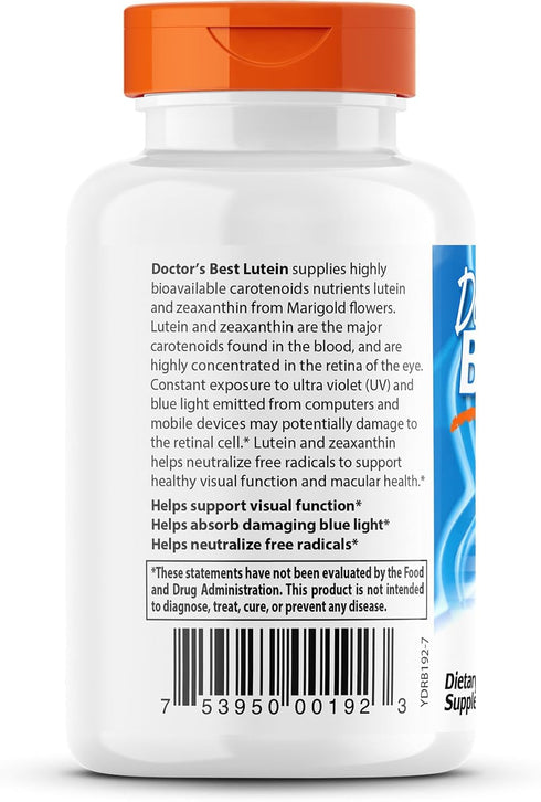 Doctor's Best Lutein, Vision Support, Gluten Free, 60 Softgels