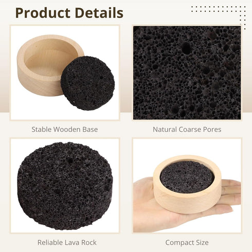 Wood & Lava Rock Essential Oil Diffuser, Black Lava Rock Stone Diffuser, Rock Diffuser with Natural Wood Base, Stone