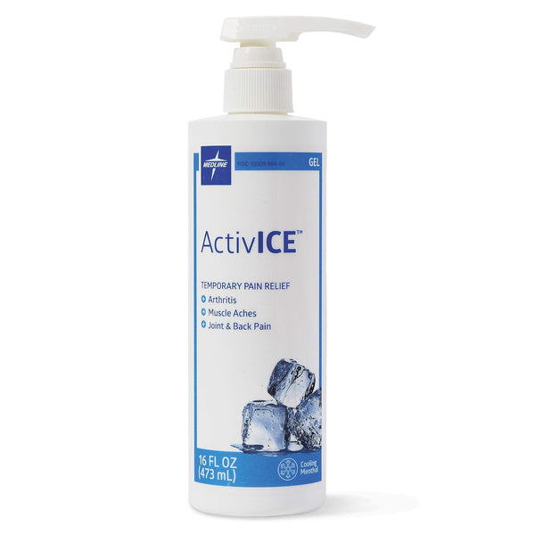 Medline ActivICE Pain Reliever Gel - 16-oz Pump for Arthritis, Muscle Aches, and Back Injuries