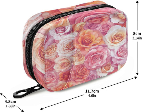 Ollabaky 7 Pill Organizer Rose Floral Travel Pill Cases Bag Portable Pill Container Days Pill Box Organizer Vitamin