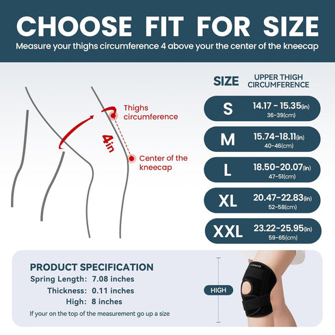 JOMVD Knee Brace for Knee Pain Relief, Adjustable Knee Support with Side Stabilizers for Meniscus Tear, Arthritis, ACL