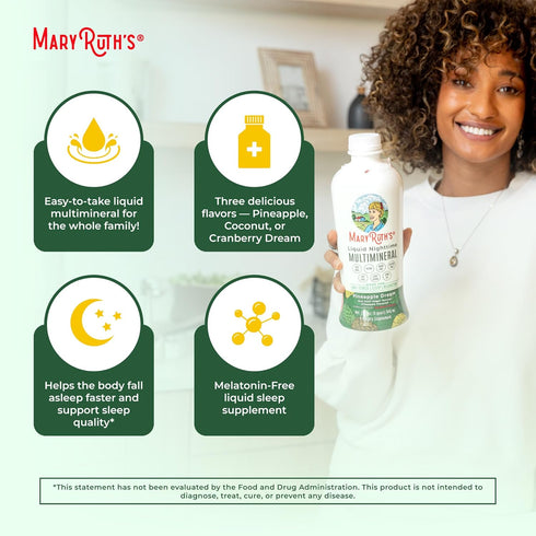 Nighttime Liquid Multimineral Sleep Supplement | Sugar Free | Calm Magnesium Citrate | NO Melatonin | Calcium Magnesium