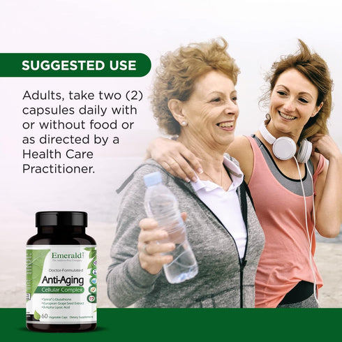 EMERALD LABS Anti-Aging Cellular Complex | L-Glutathione, Resveratrol, CoQ10, Grapeseed Extract, Alpha Lipoic Acid - 60