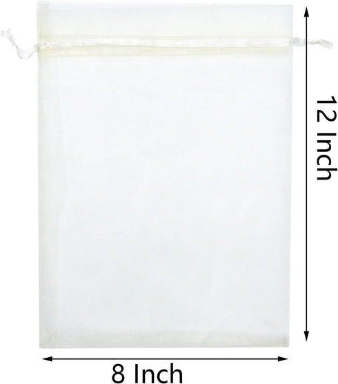 25 pcs 8x12 Inches Drawstring Organza Bags for Wedding Party Favor, Gift Candy Toys Makeup Pouches