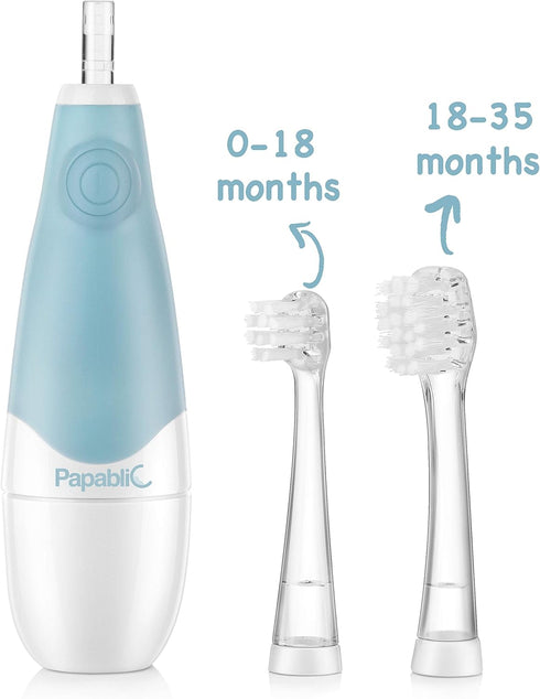 Papablic BabyHandy 2-Stage Sonic Electric Toothbrush for Babies & Toddlers, Ages 0-3 Years