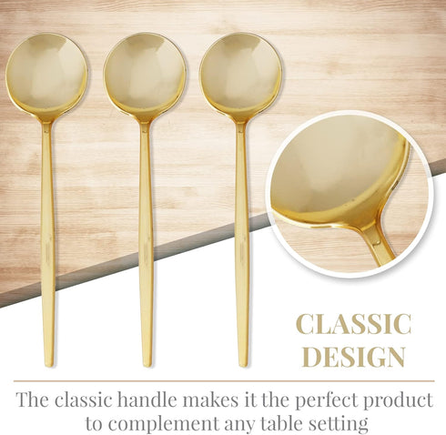 SILVER SPOONS Elegant Disposable Gold Silverware Set, 20 Spoons, Gold Flatware Set for Celebrations & Events