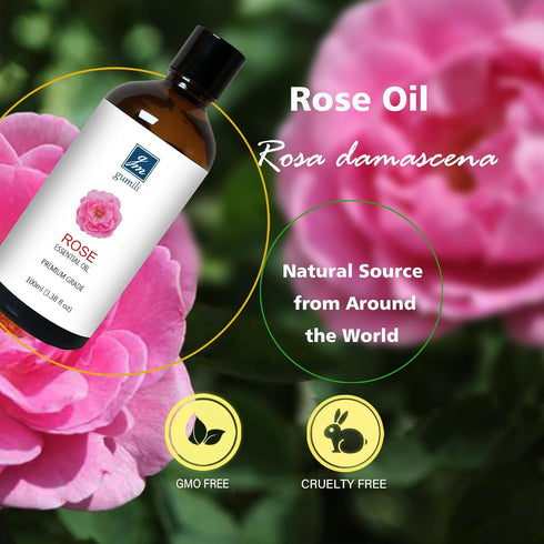 Rose Essential Oil, Home Fragrance Scent Oil for Diffuser, Skin, Hair, Candle, Soap - 3.38 oz/100ml