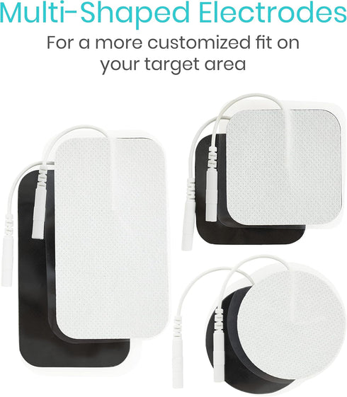 Vive Tens Unit Muscle Stimulator, Electric Shock Therapy for Pain Management, Self-Sticking Electrodes Pads