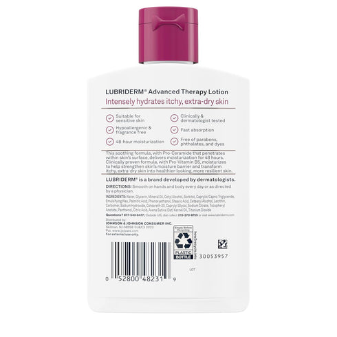 Lubriderm Advanced Therapy Fragrance-Free Moisturizing Hand & Body Lotion, 6 fl. oz