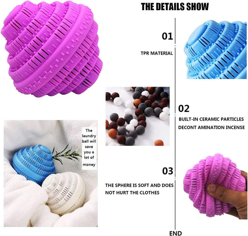Eco-Friendly Laundry Balls, Premium Washing Ball, Large Pink, 2000 Times Super Laundry Balls, No-Chemical
