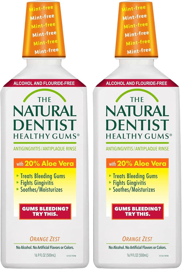 The Natural Dentist Healthy Gums Mouth Wash, Orange Zest, 16.9 Fl Oz (Pack of 2)