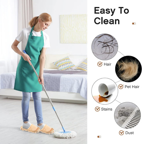 2 Pairs Microfiber Cleaning Mop Slippers for Floor Cleaning, Washable Unisex Dusting Slippers (Black, Beige, Medium)
